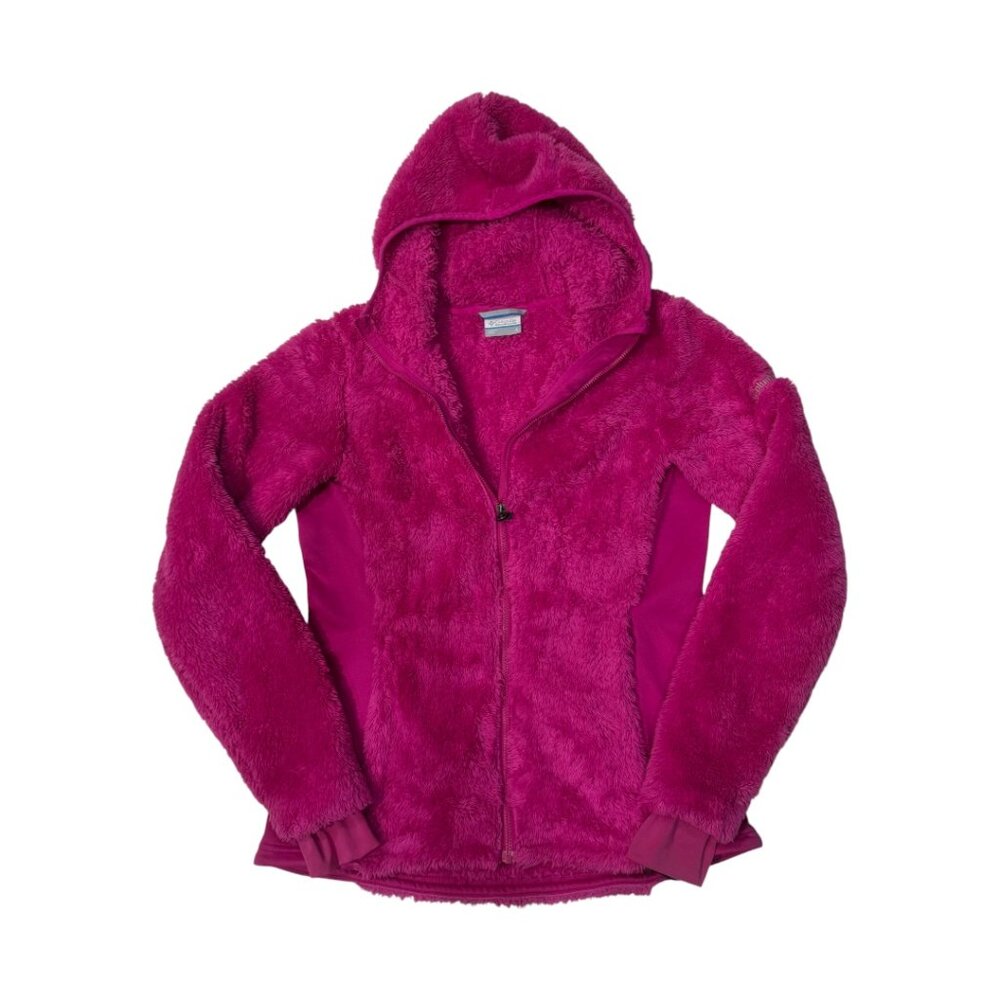 Columbia Sherpa Full Zip Hooded Jacket. Pink Size Small, EUC!